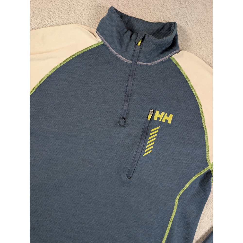 Helly Hansen Training Merino Wool Quarter Zip Pullover Blue Womens Large L